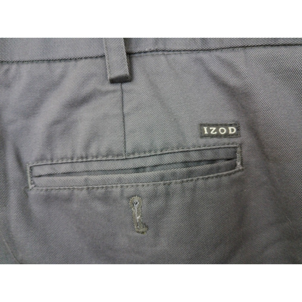 IZOD Pants Mens Gray 36x34 Straight Fit Flat Front Chinos Trousers